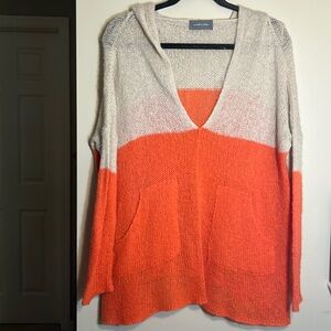 Wooden Ships Cream and Orange Hooded Knit Sweater